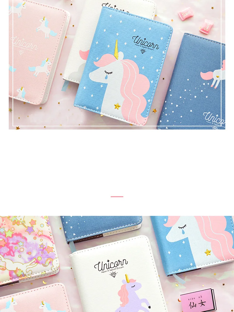 Kawaii Unicorn записная книжка Bullet Journal Agenda Planner Тканевая обложка Записная книжка Дневник ежемесячный недельный для планирования расписания школьные принадлежности