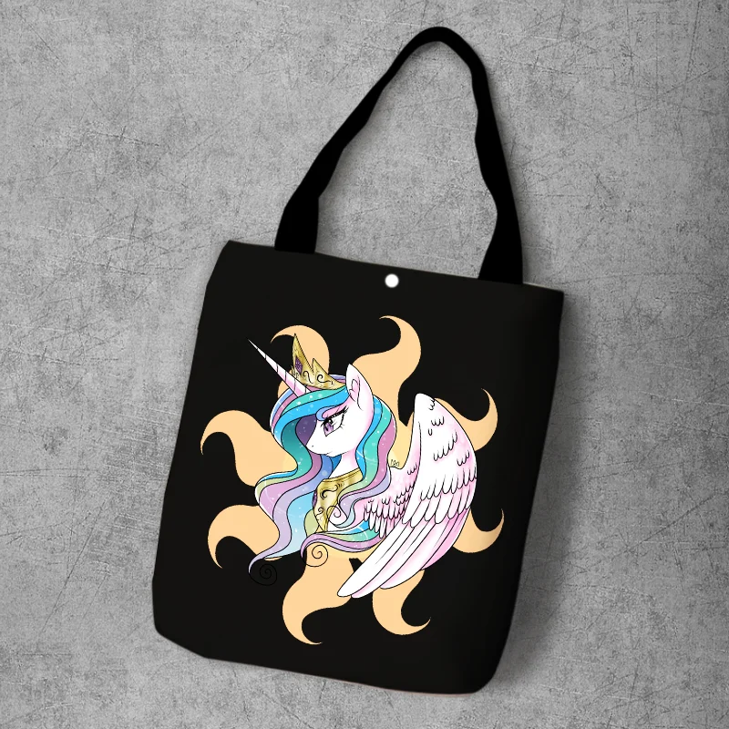 Image Color IVYYE Little Ponyss, модная, аниме, складная, холщовая сумка для покупок, повседневные сумки на плечо, настраиваемая сумка-тоут, женская, для девочек, новинка - Цвет: Image Color