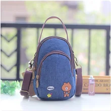 Холщовый женский органайзер с изображением медведя из мультфильма, Детские кошельки для монет, чехол для телефона, Детская сумка на плечо для денег, женская сумка для девочек