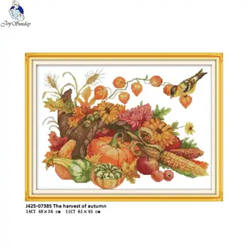 

Joy Sunday The harvest of autumn Scenery Cross Stitch Counted 11CT White fabric 14CT Printed Cloth NKF Cross Stitch Kits