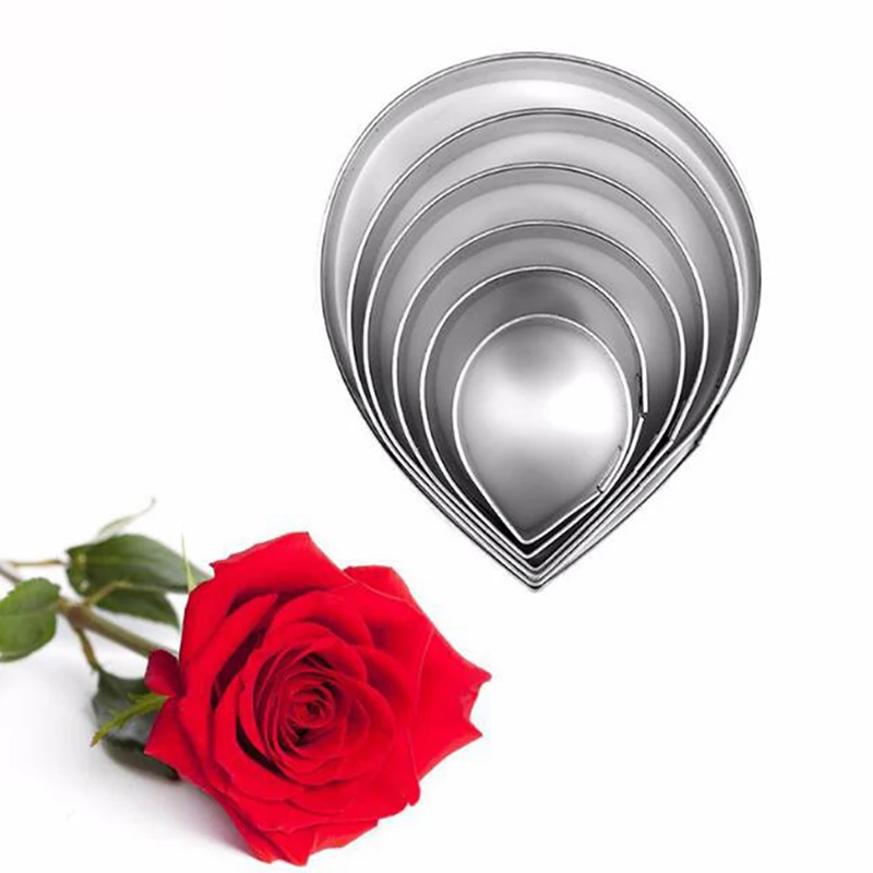 

6Pcs/set Rose Flower Petal Pastry 3D Mould Cookie Cutters Fondant Cake Biscuit DIY Baking Mold