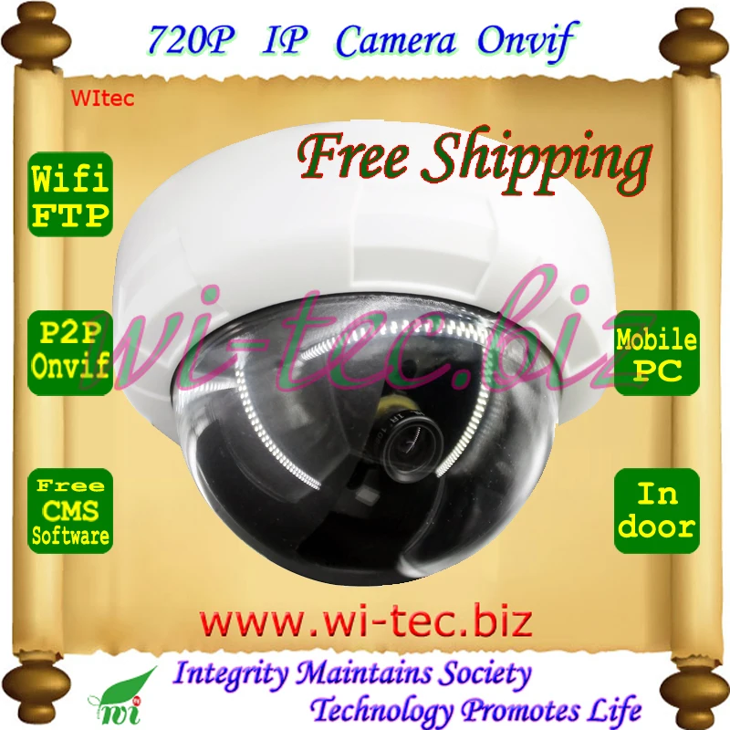 Vandal proof Built-in wifi HD 720P Dome Plastice Indoor CCTV Camera Onvif Wireless IP Camera Alarm Motion detect P2P Mobile view