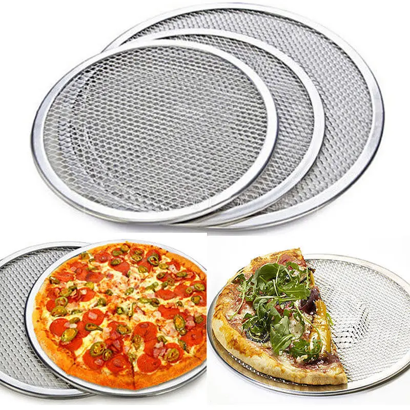Newcomdigi, Бесшовный алюминиевый противень для пиццы, металлический сетчатый противень для выпечки, кухонные инструменты, аксессуары для пиццы, 6-14 дюймов