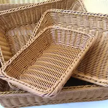 Прямоугольная пластиковая ротанговая корзина, хлебная корзина, пищевые корзины, тарелка для сухофруктов, фруктовая чаша, фруктовая тарелка