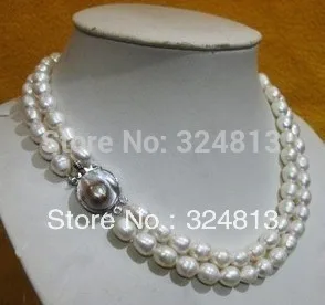 

RARE AKOYA WHITE baroque PEARL NECKLACE 2rows #1718