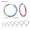 LUXUKISSKIDS 1pair Gold Rainbow Hoop Septum Nose Earring Circle Korean Stainless Steel Hoop Earing Set For Women Fashion Jewelry ► Photo 3/5