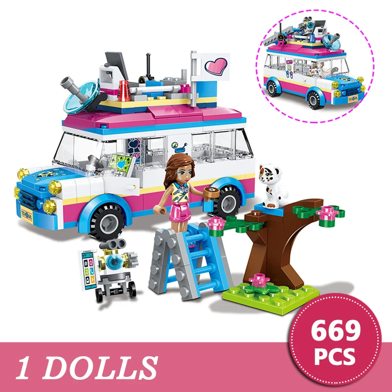 

229pcs Girl City Series Outing Camper Bus Car Building Blocks Bricks Compatible with legoING friends for girl Figures Toys Gift