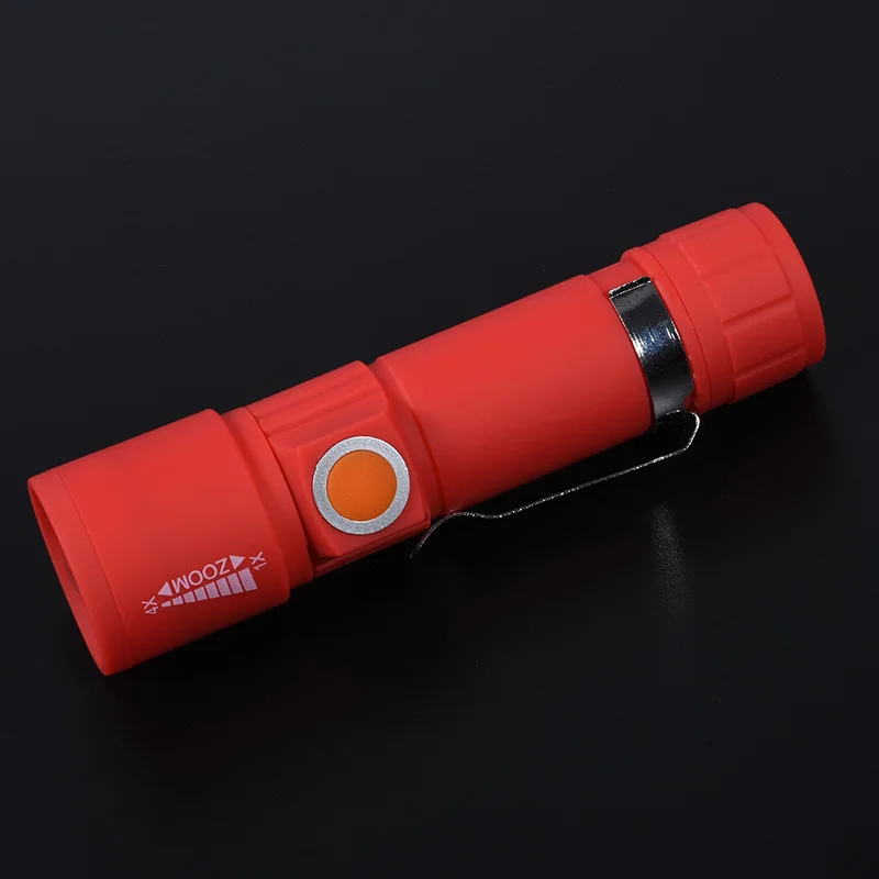 Coba мини-фонарик светодиодный usb Перезаряжаемый встроенный аккумулятор водонепроницаемый тактический фонарик пластиковый чехол с зажимом для ручки из нержавеющей стали - Испускаемый цвет: red