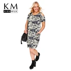 Save 11.26 on Kissmilk Plus Size New Fashion Women Clothing Casual Camouflage Cold Shoulder Dress Short Sleeve Big Size Dress 3XL 4XL 5XL 6XL