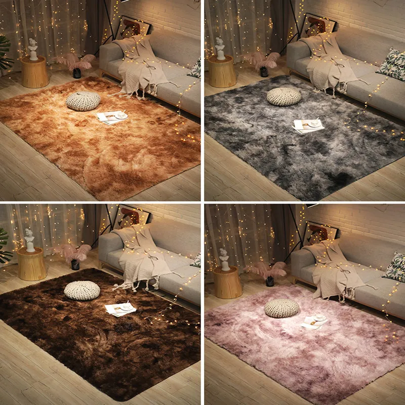 

Nordic Solid Pile Plush Carpets For Living Room Shaggy Large Size Rugs Bedroom/Hallway Soft Carpet Child Room Play Crawl Mats