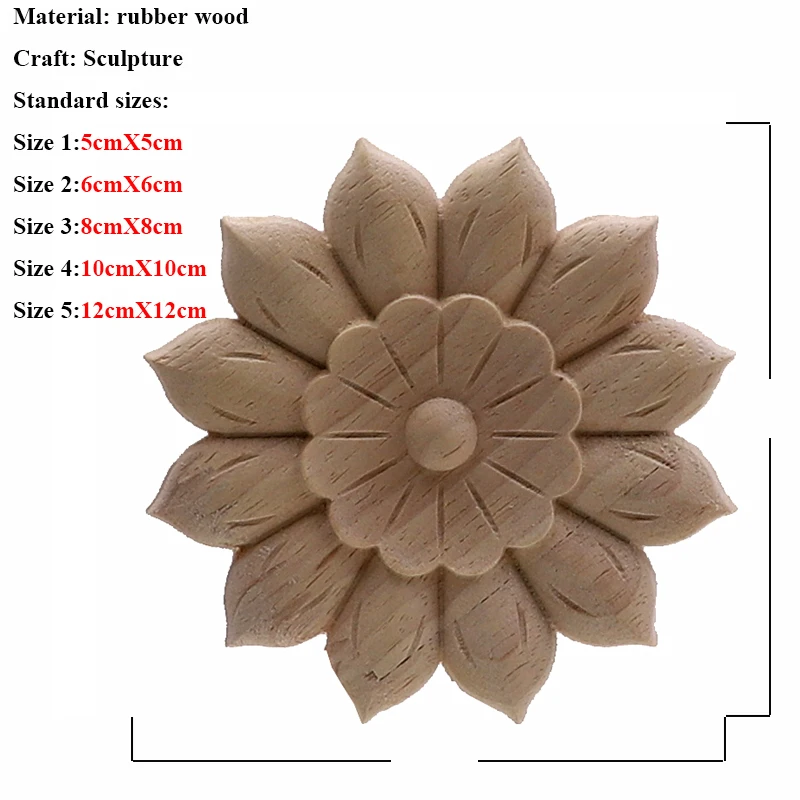 Wooden Furniture Legs VZLX Vintage Floral Woodcarving Corner Appliques Frame Wall Furniture Woodcarving Decorative Wood Figurines Crafts Home Decor