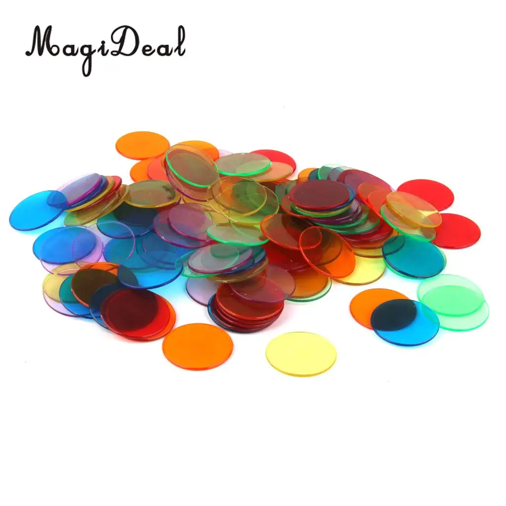 MagiDeal 120Pcs PRO Count Bingo Chips Markers for Bingo Game Cards 3cm 6 Colors Pocker Chips Fun Family Games Supplies Accessory