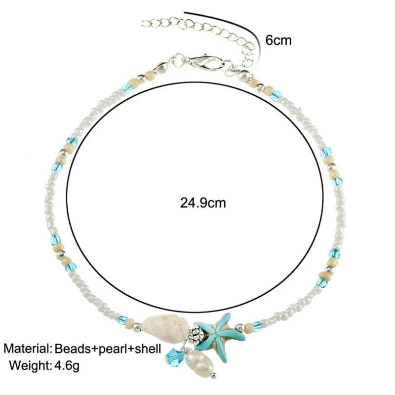 

Starfish Conch Pendant Bead Anklet New Handmade Beads Anklets Starfish Shell Beach Chic Anklets For Women Gifts Bohemia