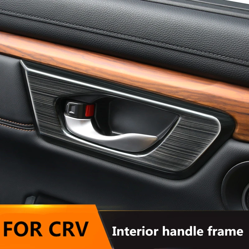 

Drawing titanium black Interior handle frame Stainless Steel trim 4pcs for Honda CRV 2017 2018 2019