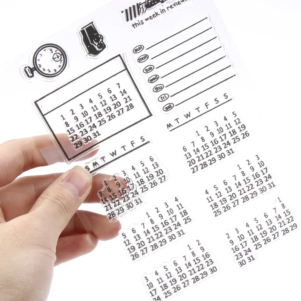 

1PC Calender Transparent Silicone Clear Rubber Stamp Sheet Cling Scrapbooking DIY transparent stamp Stencil Embossing Paper Card