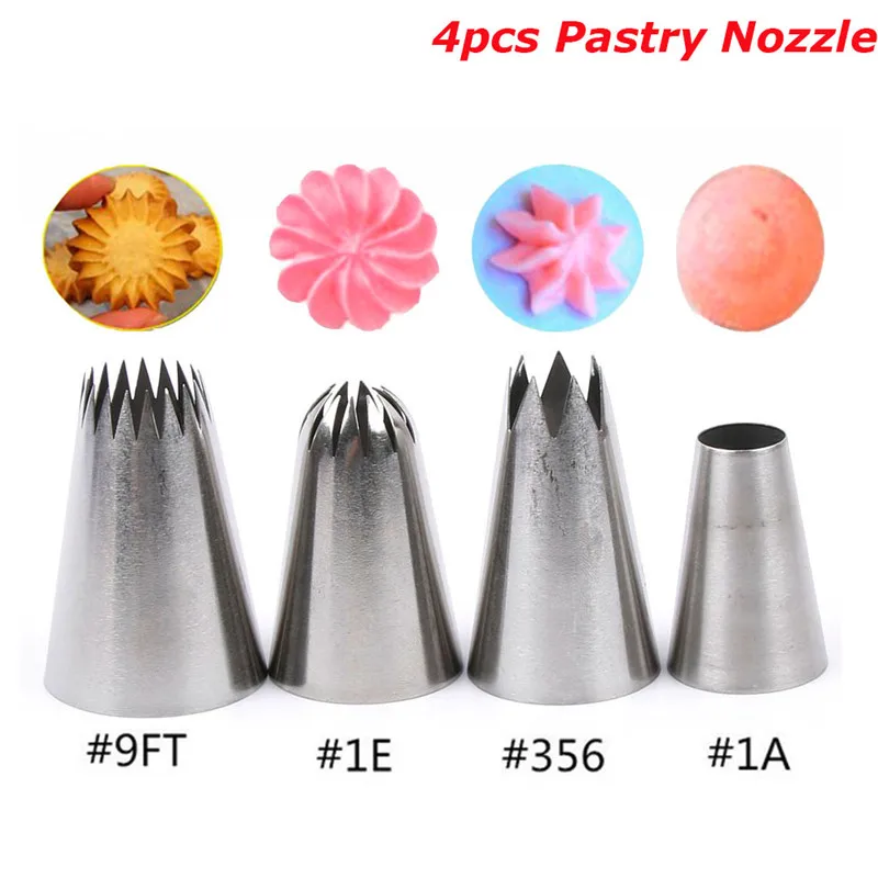 Набор насадок для крема 4 шт./компл. из нержавеющей стали|baking tools|kitchen baking toolspastry