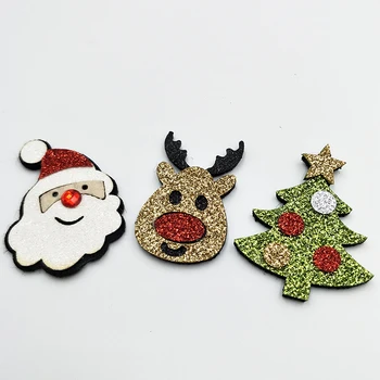

30PCS/Lot Mix Style Merry Christmas Padded Applique Crafts for Children Headwear Hair clip Accessorie and Garment Accessoires