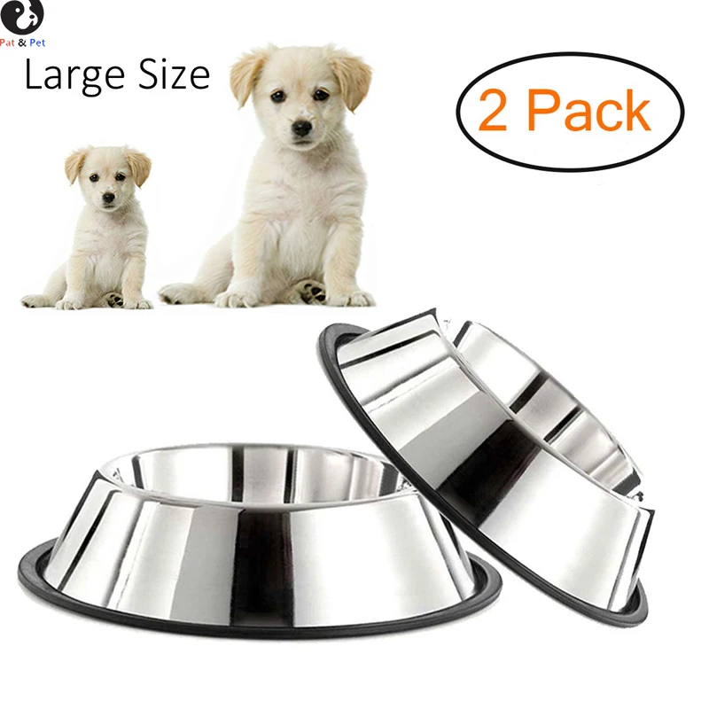 

Stainless Steel Dog Bowl with Rubber Base for Small/Medium/Large Dogs, Pets Feeder Bowl and Water Bowl Perfect Choice (Set of 2)