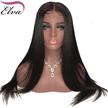 Straight 150% Density Lace Front Human Hair Wigs With Baby Hair Deep Parting 13×6 Remy Hair Lace Front Wig Pre Plucked Elva Hair