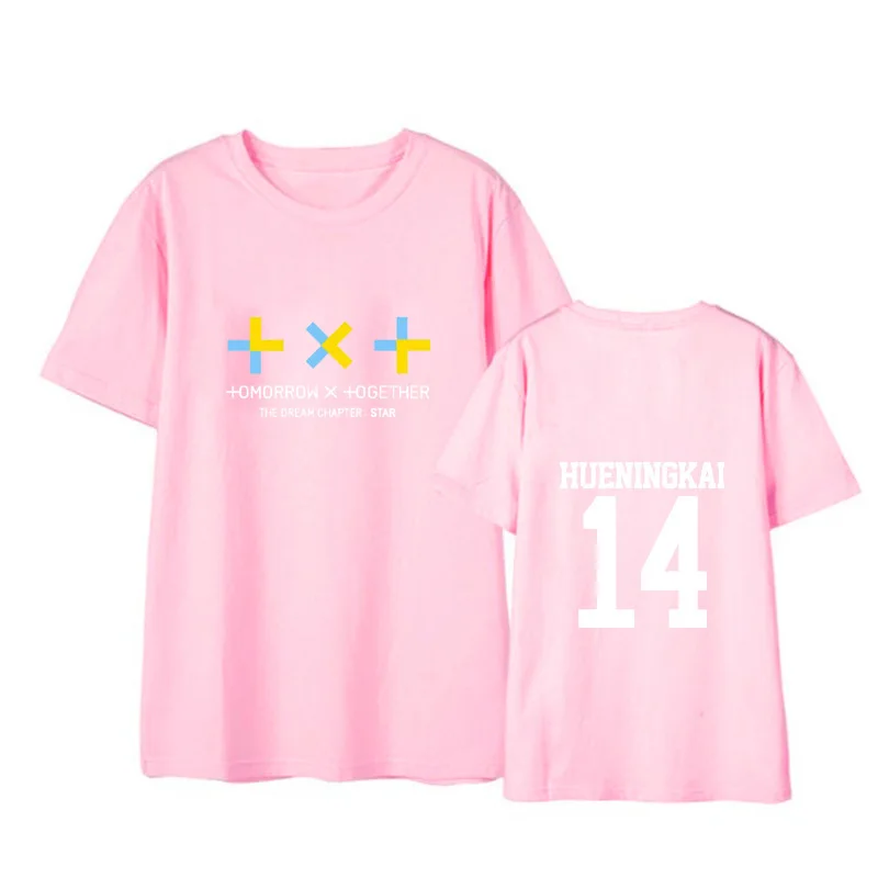 TXT Kpop футболки с принтом имени члена летние хип-хоп повседневные TXT Футболки с коротким рукавом модные корейские футболки для женщин и мужчин топы - Цвет: HUENINGKAI
