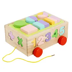 Фигурный сортер, развивающий подарок, деревянная игрушка, набор, Детская раздвижная крышка, обучающая, распознающая цвет, толкатель