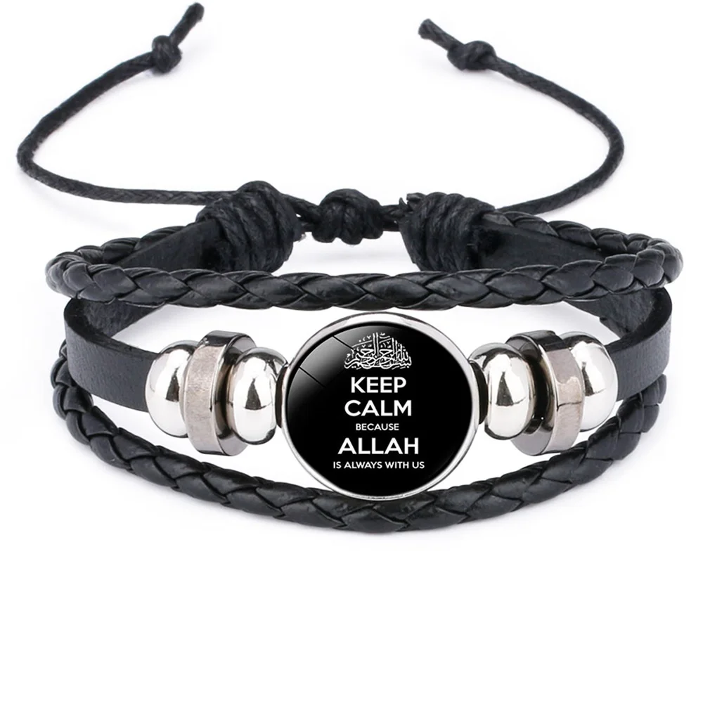 Арабский Мухаммад браслет с надписью «Аллах» мусульман, кожаный браслет Бог браслет с надписью «Аллах» s для Для мужчин женские вероисповедания мусульманские украшения - Окраска металла: A10