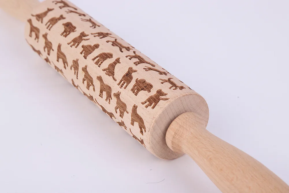 Твердой древесины ролик набивной рисунок скалкой лазерная гравировка тиснением Печенье Тесто палку для выпечки фонданта инструмент