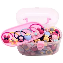 40Pcs Children Hair Elastic Band Headband Flower Candy Color Bow Animal Pattern Ropes Ties Hair Accessories for Girl Gift Box