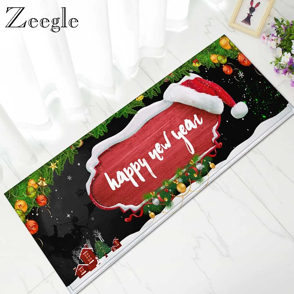 

Zeegle Christmas Carpet Outdoor Entrance Door Mat Kids Room Bedroom Bedside Floor Mat Anti-Slip Hallway Kitchen Area Rug