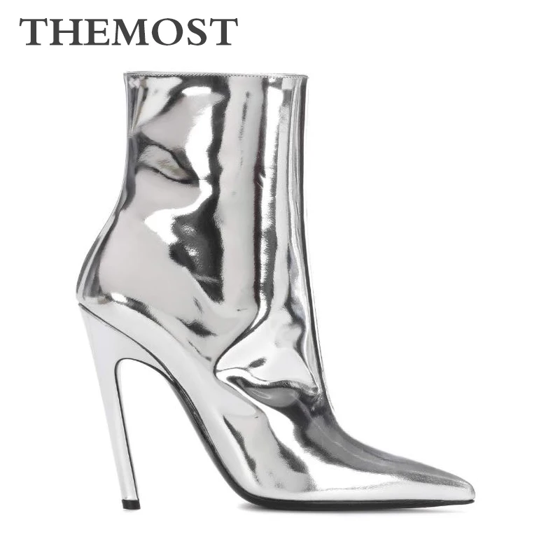 Metallic women's ankle boots autumn and 