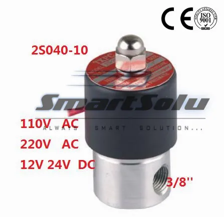 

Free Shipping 3/8" Stainless Steel Electric Solenoid Valve FKM Normally Closed Air Water Valve 2S040-10