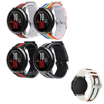 

22mm Fashion Nylon with Genuine Leather Watch Strap Band for Xiaomi Huami Amazfit PACE Replacement Sports Bracelet Wrist Strap