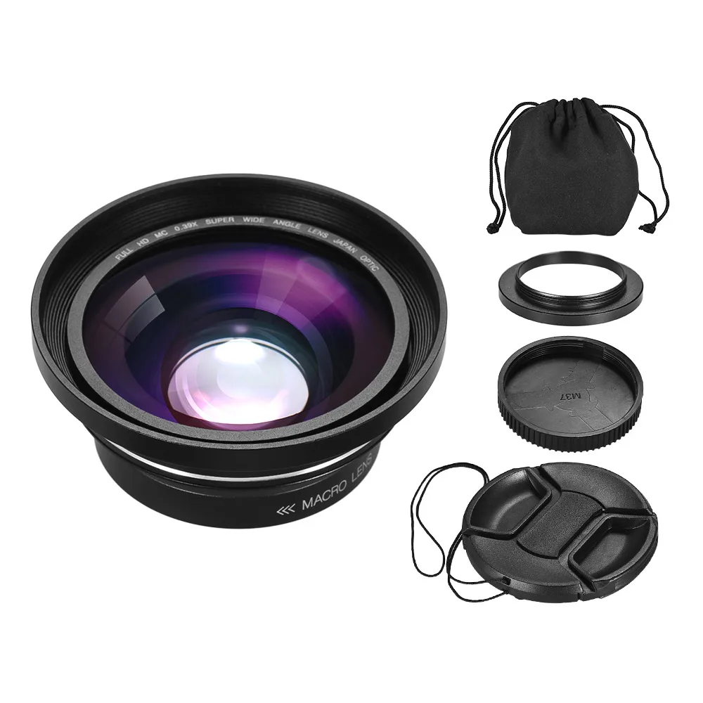 Andoer 0.39X камера Full HD широкоугольный макрообъектив 37 мм до 30 объектив адаптируется