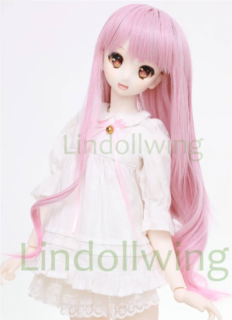 Парик для кукол 1/4 BJD Dal DD SD LUT Dollfie 7 8 дюймов Длинный розовый парик 1001|Куклы| |