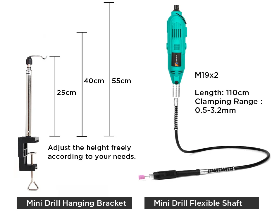 Tungfull электрическая дрель, роторный инструмент, Мини дрель с гибким валом, 192 шт. аксессуары, электроинструменты для Dremel 3000 4000
