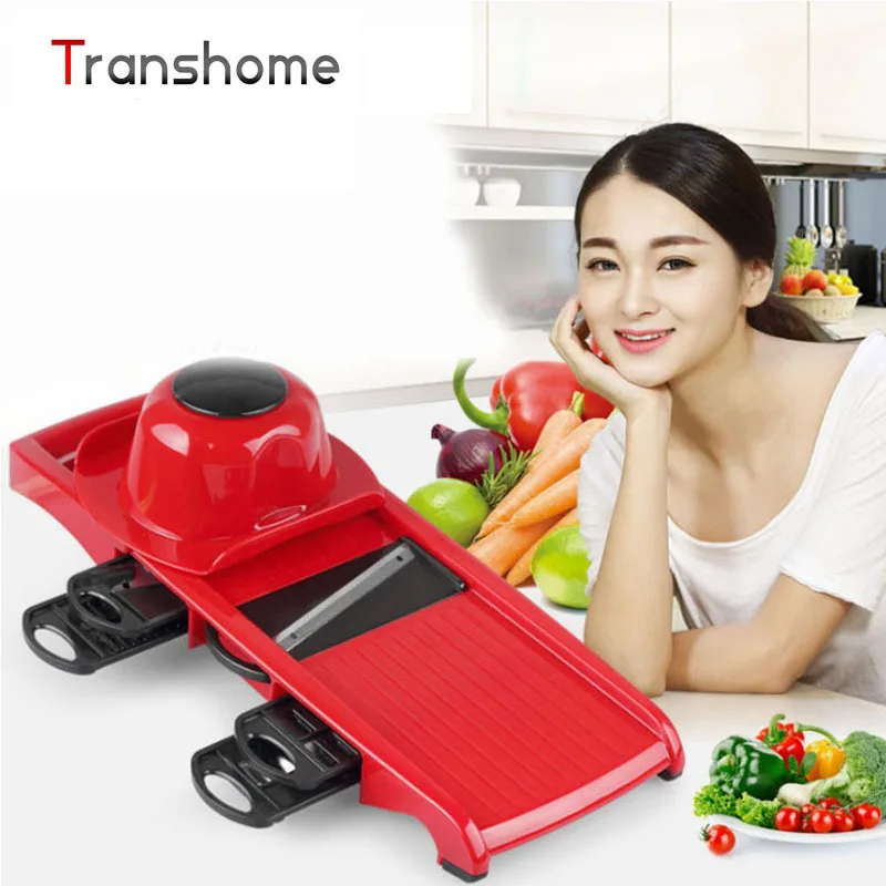  TRANSHOME Hot Sales Multifunctional Adjustable Spiral Manual Slicer Mandoline Slicer Cutter Potato Fries Fruit Vegetable Tools 