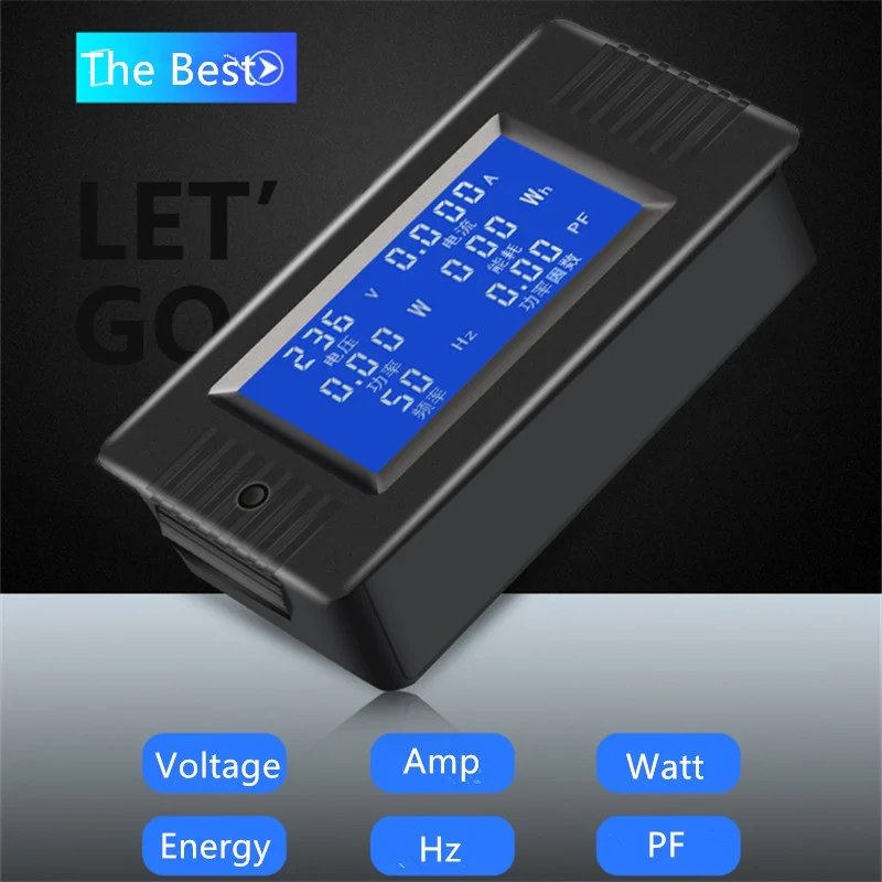 

AC 6 In1 220V 100A Single Phase Digital Panel Ampermeter Volt Watt Kwh Power Factor Meter With Split CT