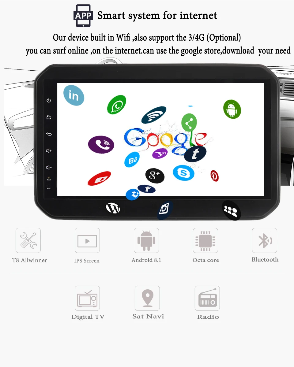 Best Car Multimedia Stereo Radio Audio DVD Player Android 9.1 GPS Navigation For Suzuki IGNIS 2017 2018 Gps navigation System Carplay 4