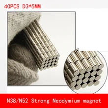 40pcs/lot Super Strong Rare Earth mini 3mm x 5mm Permanet Magnet Round Neodymium Magnet N52 N38 3*5MM surface plate nickel