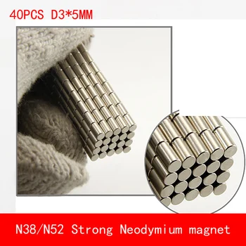 

40pcs/lot Super Strong Rare Earth mini 3mm x 5mm Permanet Magnet Round Neodymium Magnet N52 N38 3*5MM surface plate nickel