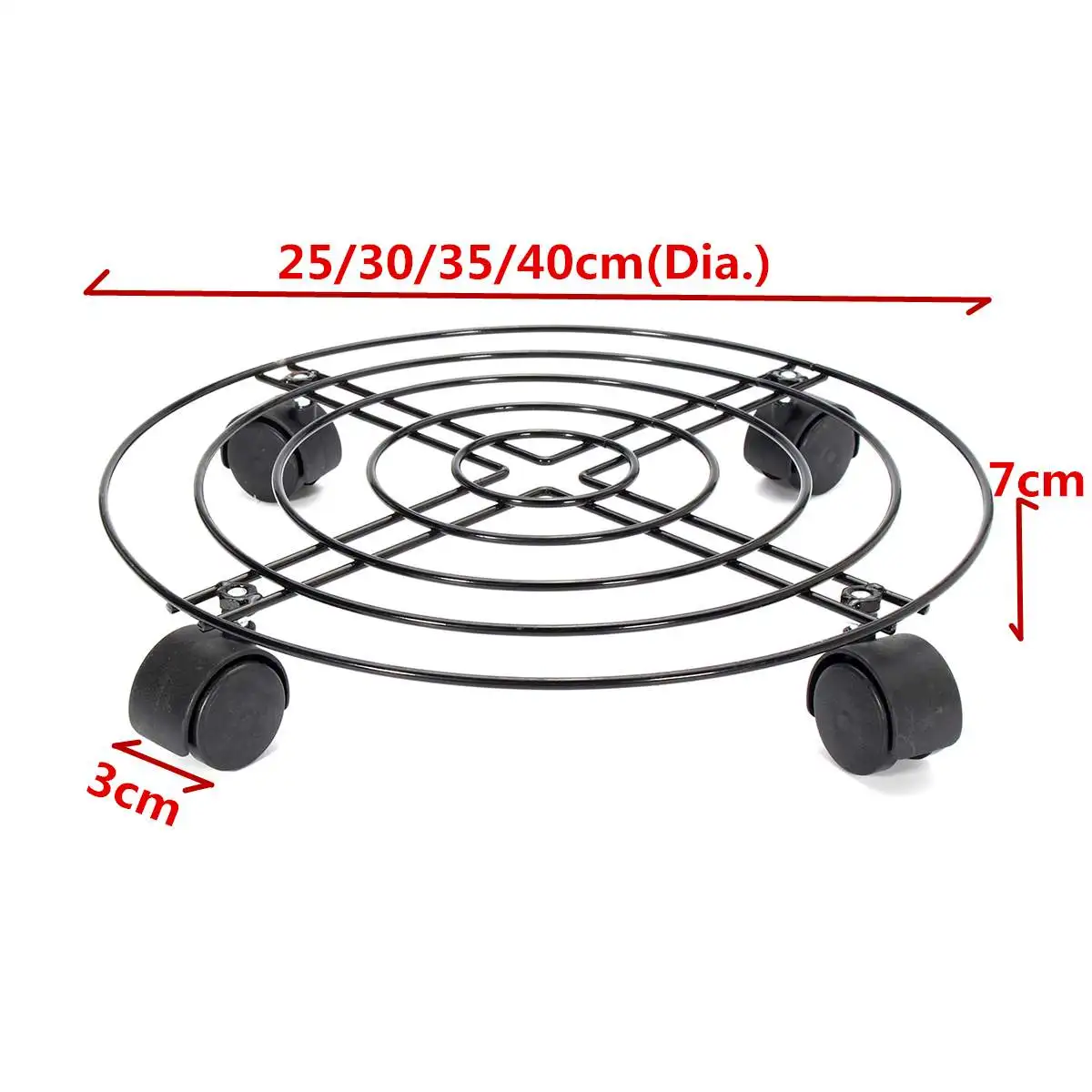 4 колеса металлический круглый цветочный горшок поднос для горшка Тяжелая Плантатор цветочный горшок тележка садовые инструменты пластина подставка держатель 4 размера черный
