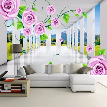 

Custom Photo Murals Modern 3D Stereo Space Rose Vines Living Room Sofa TV Background Wall Painting Wallpaper For Bedroom Walls