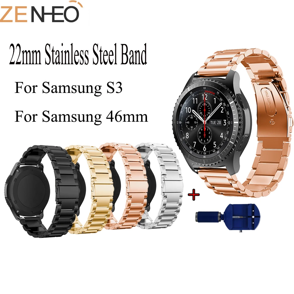 Ремешок для часов из нержавеющей стали, ремешок для samsung gear S3, Смарт-часы, браслет для samsung Galaxy Watch 46 мм с регулируемым инструментом