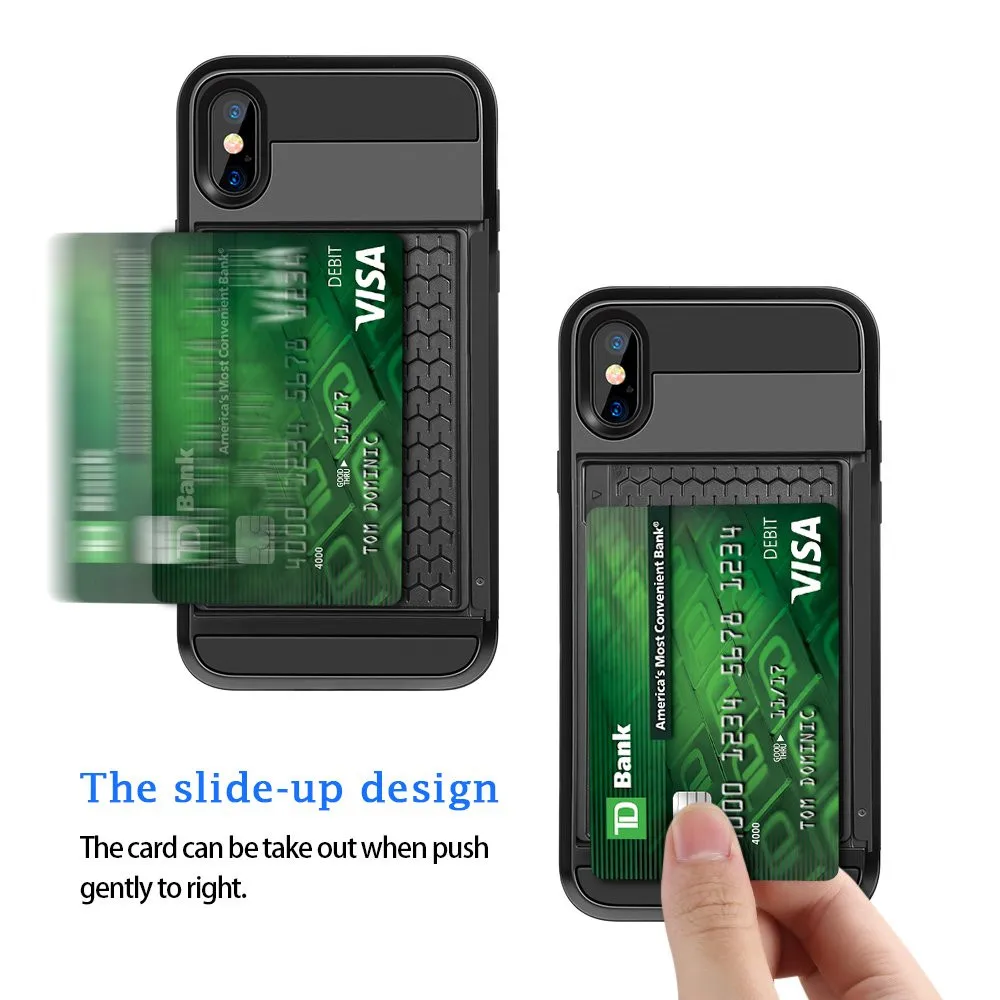 Для iPhone X XS Max 7 8 XR 5 SE 6 Чехол-кошелек держатель для карт ID Слот раздвижной для двери Скрытая Карманный чехол для iPhone 5 5 S 6 6S Plus 7