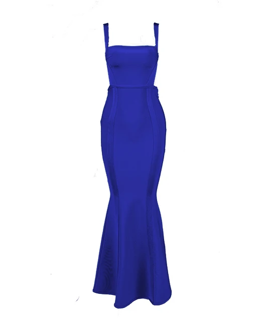 Летнее новое женское синее облегающее платье макси на тонких бретельках длинное рыбий хвост платье Vestidos знаменитые вечерние платья - Цвет: navy