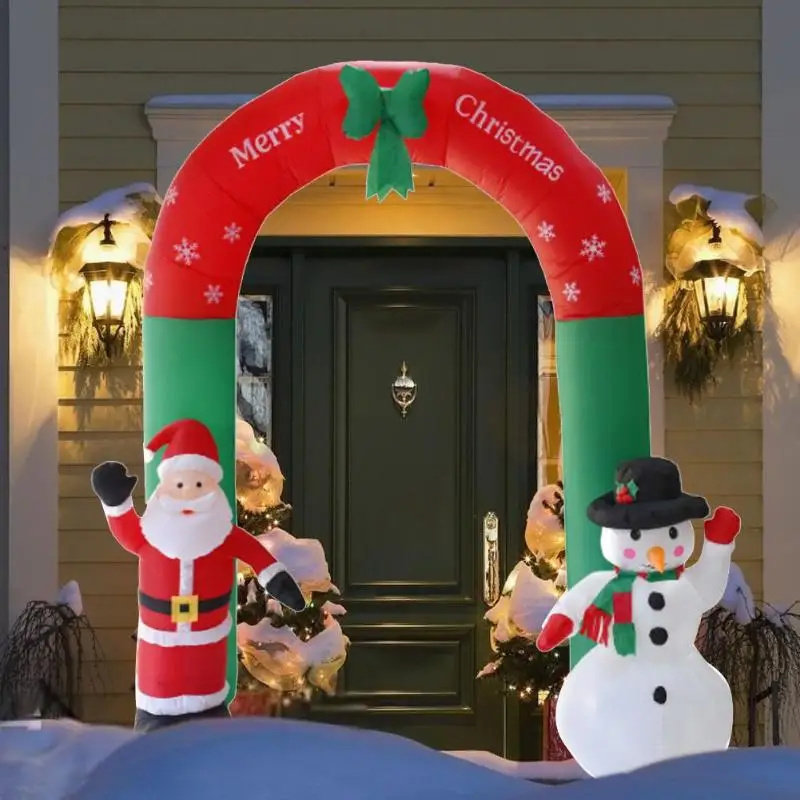180 см/240 см гигантский Санта-Клаус, надувная АРКА, снеговик, садовый двор, аркадное Рождественское украшение для дома, Вечерние Декорации, Европейский штекер