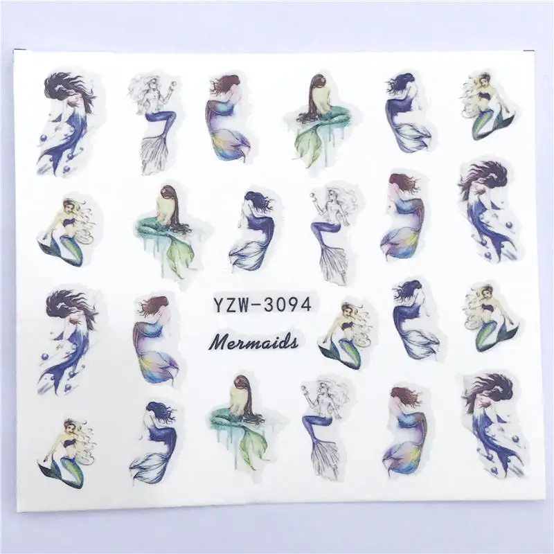 1 лист голубая Роза Ожерелье Висячие бусины дизайн для дизайна ногтей водяные знаки татуировки украшения Наклейка на ногти водная наклейка - Цвет: YZW-3094