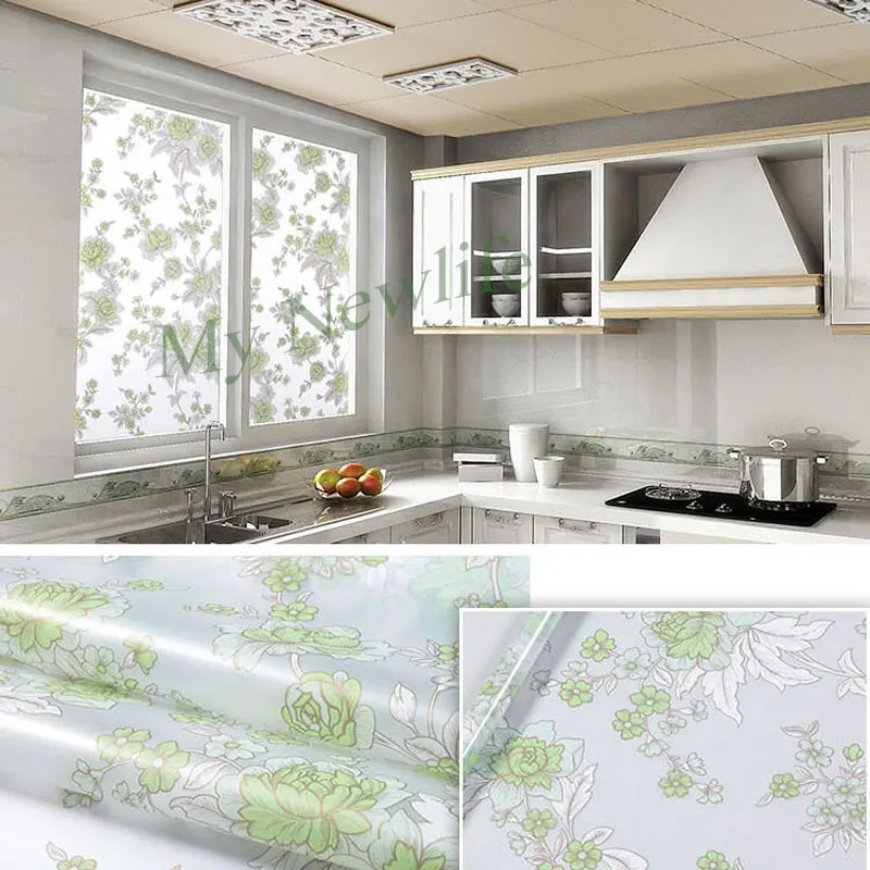 

Peony rose flower glass window film sticker opaque stained Self adhesive film for furniture balcony home interior 60/90*200cm