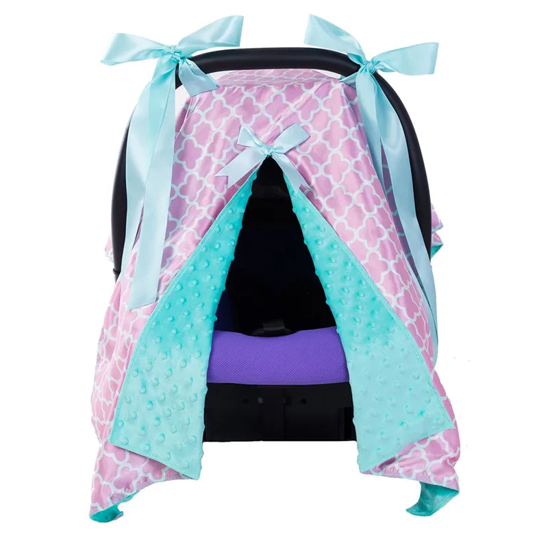 Baby Car Seat Blanket Cover Fashion Bow Newborn Baby Girls Soft Safety Car Seat Canopy Nursing Cover Multi-use Blanket Cover new