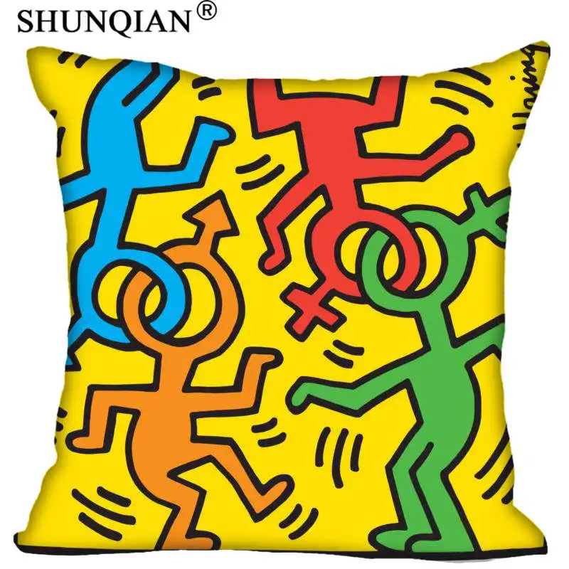 Customized Pillow Cover Keith Haring Decorative Pillowcase Square Zipper Pillow Cover 20X20cm 35X35cm 40x40cm - Цвет: 5